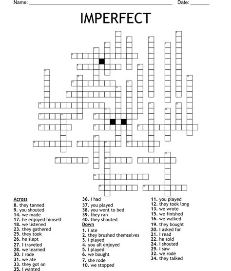 Imperfect crossword. Things To Know About Imperfect crossword. 